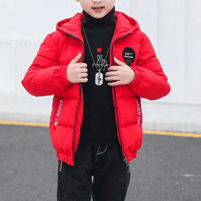 Boys 3D Plain Coat Long Sleeve Fall Winter Active Cool Polyester Kids 4-13 Years Daily Vacation Regular Fit 22