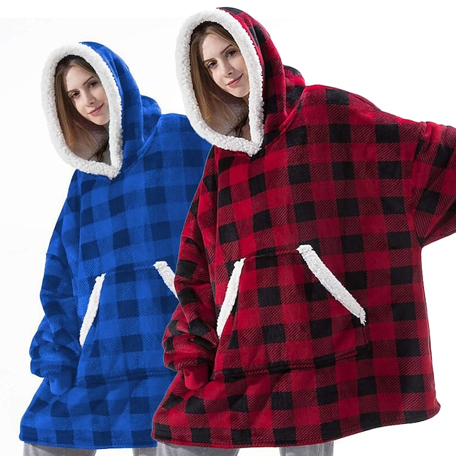  Erwachsene Übergroße Hoodie-Decke Tragbare Decke mit Tasche Feste Farbe Pyjamas-Einteiler Flanell Cosplay Für Herren und Damen Karneval Tiernachtwäsche Karikatur