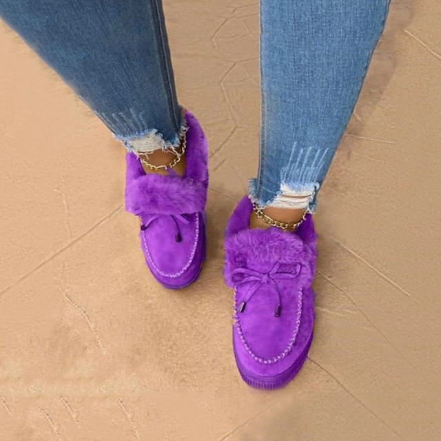  mocassini da donna con fodera in pelliccia - comode scarpe invernali slip-on con finiture in peluche e finitura scamosciata