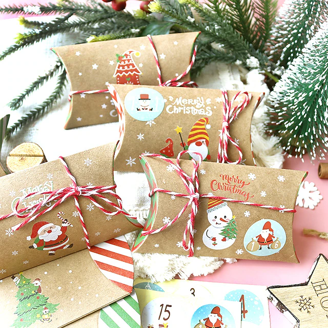 24pcs DIY Christmas Advent Calendar 2025 Gift Treat Bags, 24 Days Christmas Countdown Calendar Empty Advent Christmas Favor Candy Bags for Kids Adults Christmas Decorations 7