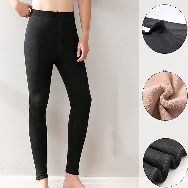 Herren Lange Unterhosen Thermounterwäsche Thermohose Einfarbig Strumpfhosen / Leggings Heim Täglich Polarvlies Warm Hose Elastische Taille Winter Dunkelgray