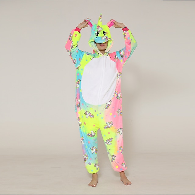  Voksne Kigurumi-pysjamas Nattøj Sjiraff Enhjørning Sebra Figurer Onesie-pysjamas Flonel Cosplay Til Damer og Herrer Karneval Pysjamas med dyremotiv Tegnefilm