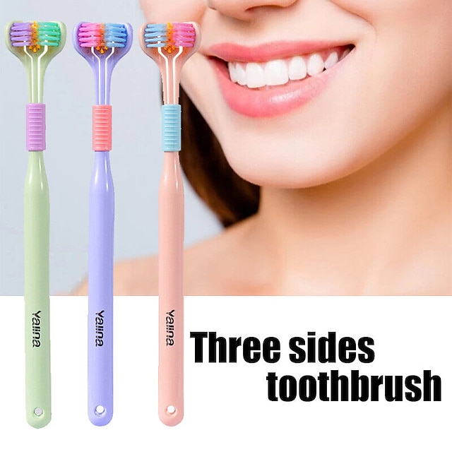  360 ° driezijdige tandenborstel met zachte haren, draagbare tandheelkundige mondverzorging op reis