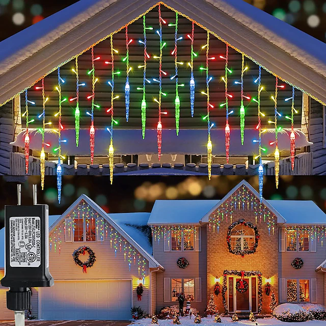 3.5M 96LEDs Snowflake Curtain String Lights LED Christmas Curtain Light ...
