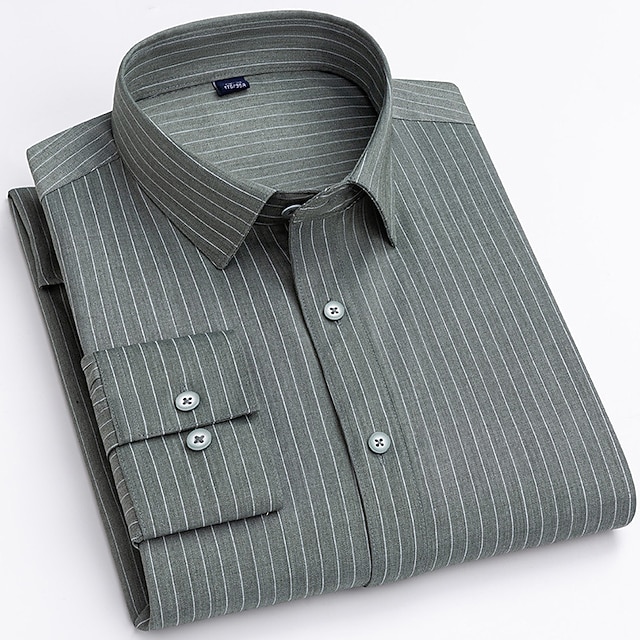 Men's Dress Shirt Button Up Shirt Striped Shirt Collared Shirt Non Iron