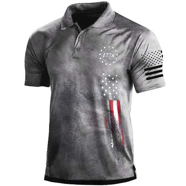 Men's Polo Shirt Golf Shirt Star Turndown Black White Army Green Navy ...
