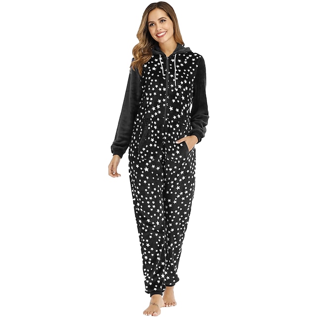  Adults' Kigurumi Pajamas Nightwear Stars Onesie Pajamas Flannel Cosplay For Men and Women Christmas Animal Sleepwear Cartoon
