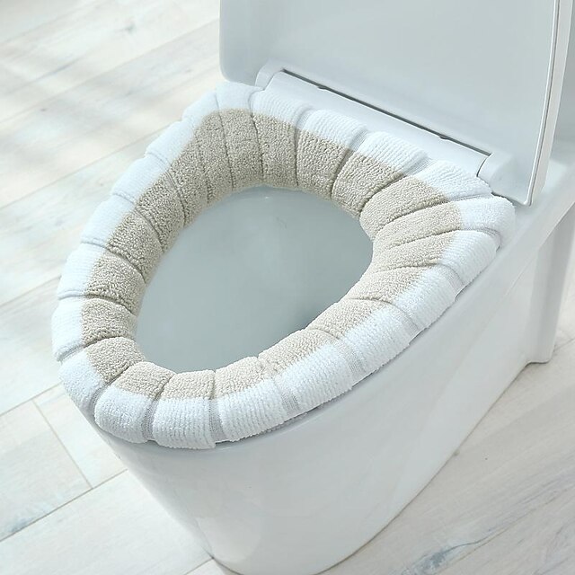Soft Toilet Seat Cover Pads Thicker Warmer Stretchable Washable Cloth Toilet Fits All Oval
