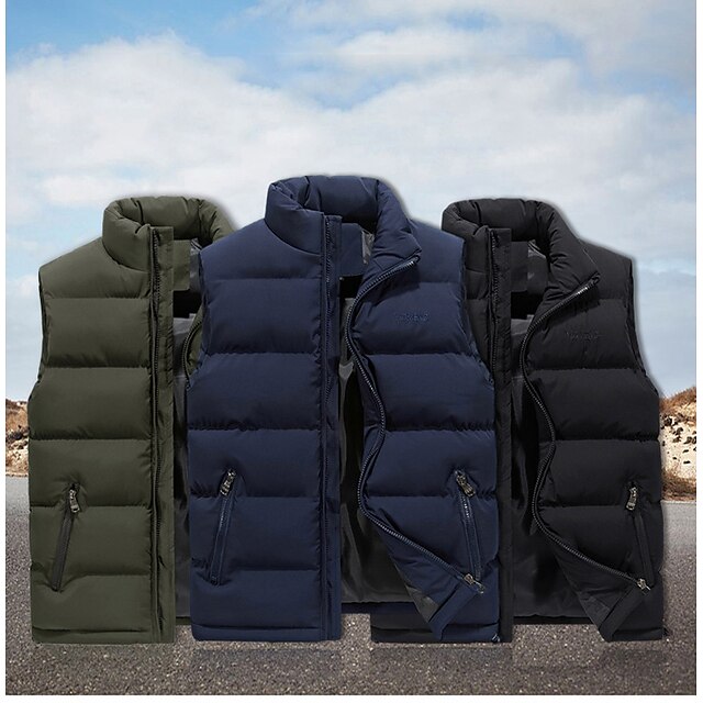  Men's Hiking Vest Sleeveless Winter Jacket Trench Coat Top Outdoor Thermal Warm Breathable Lightweight Sweat wicking Winter ArmyGreen Black Red Hunting Fishing Camping / Hiking / Caving