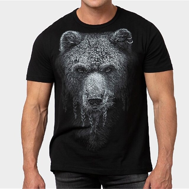 Men's Plus Size T shirt Tee Big and Tall Animal Crew Neck Print Short Sleeve Spring & Summer Fashion Streetwear Basic Comfortable Casual Sports Tops 9