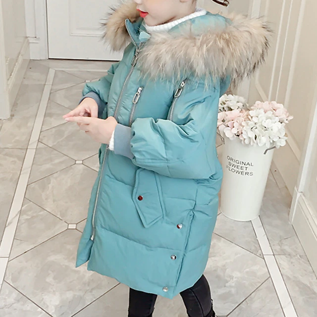 Girls' 3D Plain Coat Long Sleeve Fall Winter Active Cute Polyester Kids 3-12 Years Daily Vacation Regular Fit 8