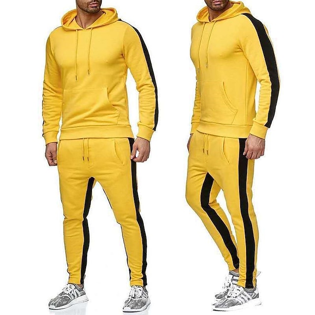 Men's Hoodie Tracksuit Sweatsuit Jogging Suits Black White Yellow Red ...