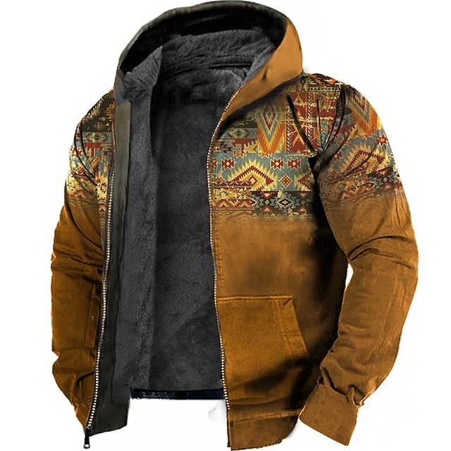 Men's Fleece Jacket Full Zip Hoodie Fleece Hoodie Sherpa Jacket Yellow