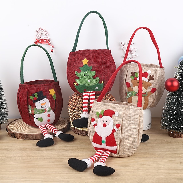  2Pcs Christmas Gift Bag Christmas Tote Bag Christmas Eve Christmas Gift Children Christmas Tree Pendant Candy Bag