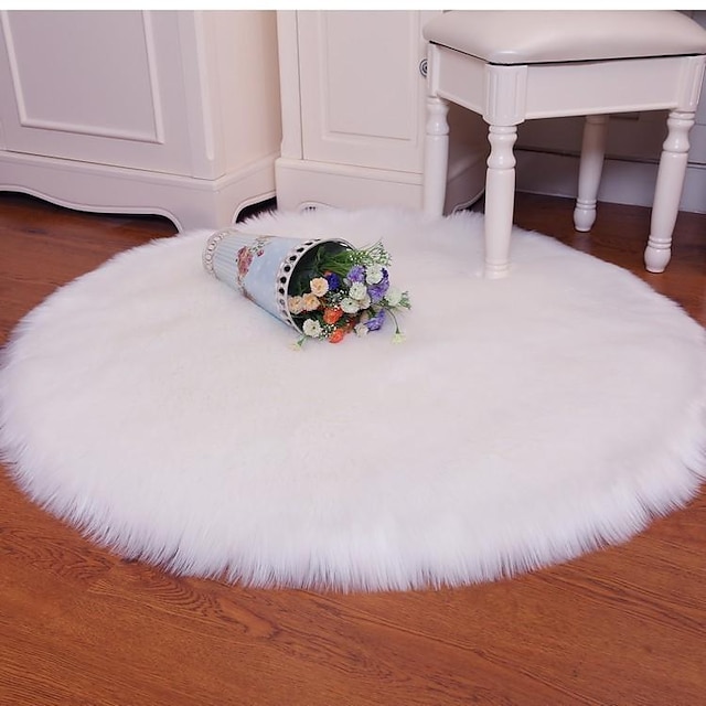  Tapis en peluche doux coussin de chaise de couleur unie coussin de couverture de chevet de chambre à coucher tapis rond