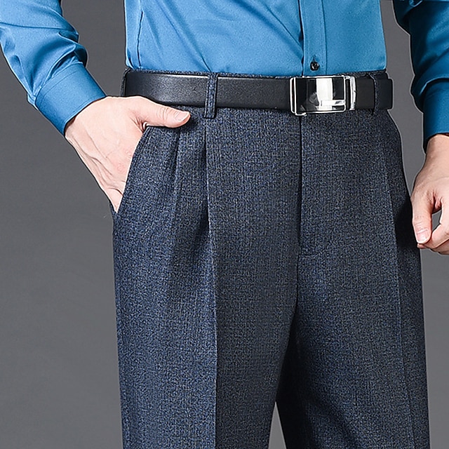 Men's Dress Pants Trousers Pleated Pants Pocket Pleats Straight Leg ...