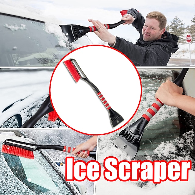  snøbørste med bredere isskrape (4,73 bredde) snøfjerningsverktøy snøkost med ergonomisk komfortabelt skumgrep for biler lastebiler suvs frontrute