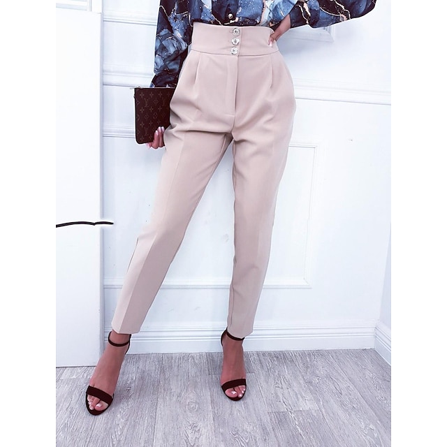  Women's Dress Pants Pants Trousers Light Pink Green Blue Fashion Office / Career Daily Side Pockets Micro-elastic Ankle-Length Comfort Plain S M L XL 2XL