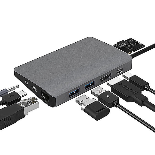  Typ-C-auf-HDMI-9-in-1-Hub-Notebook auf HDMI-MiniDP-3,5-mm-Kopfhörer