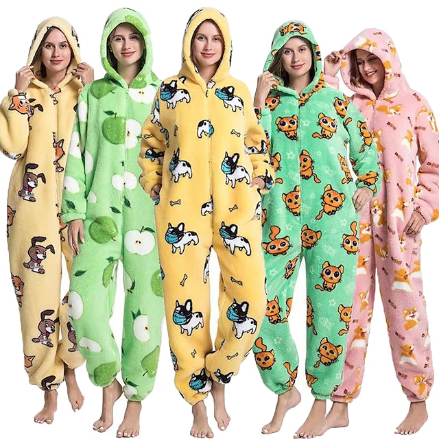  Wearable Fleece Blanket Womens Fleece Onesies Pajamas Jumpsuit Warm Sherpa Romper Sleepwear One Piece Zipper Hooded Playsuit Loungewear