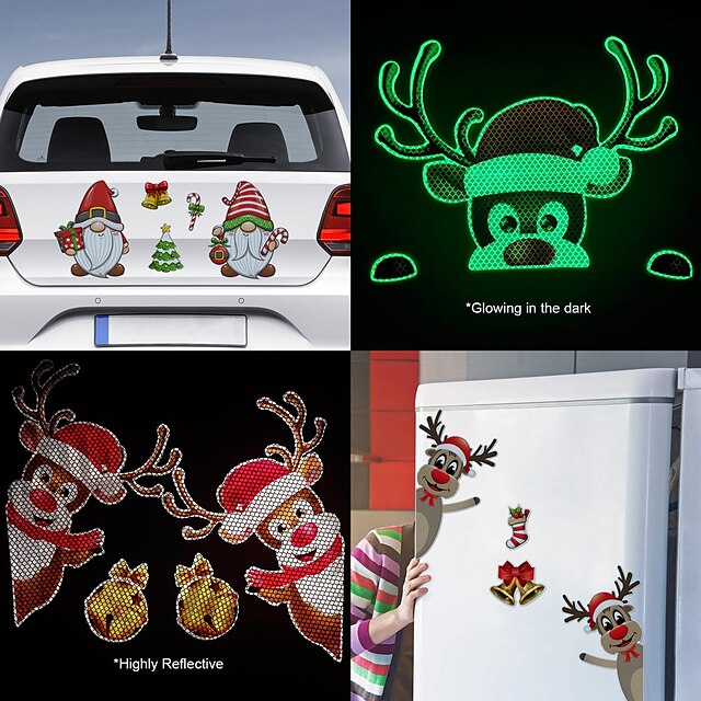  λάμψη αντανακλαστική χριστουγεννιάτικη διακόσμηση αυτοκινήτου αυτοκόλλητο αντανακλαστικό αυτοκόλλητο φωτιστικό αυτοκόλλητο μαγνητικό αυτοκόλλητο ψυγείου