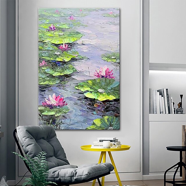 Mintura Handmade Water Lily Oil Paintings On Canvas Wall Art Decoration ...