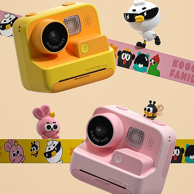  barn instant print kamera termisk utskrift kamera 1080p hd digitalkamera med 3 ruller print papir video bilde for barn leker gutt jenter julegave
