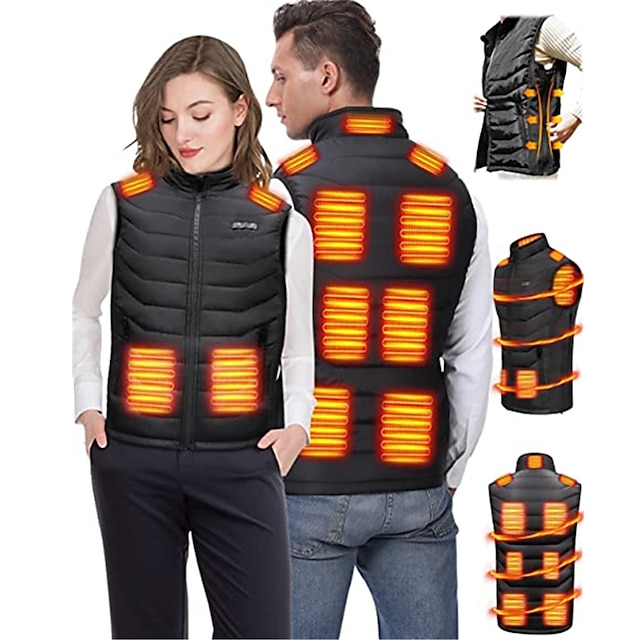  11 Areas Heated Vest for Women Men Winter USB Electric Heated Jackets Rechargeable Heating Vest Warm Thermal Waistcoat For Camping Outdoor Hunting