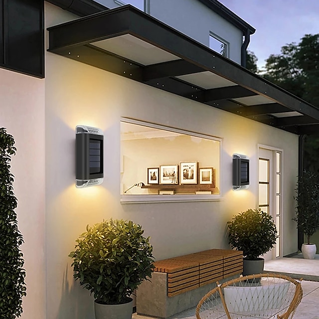  4pcs Solar Wall Lights Outdoor Waterproof Patio Porch Fence Light Wall Landscape Decorative Solar Night Light