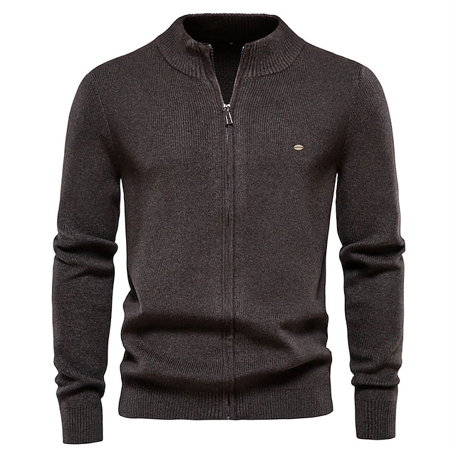  Herren Pullover Strickjacke Pullover mit Viertelreißverschluss Gerippt Stricken Zip Strick Einfarbig Stehkragen Warm-Ups Moderne zeitgenössische Freizeitskleidung Urlaub Bekleidung Herbst Winter