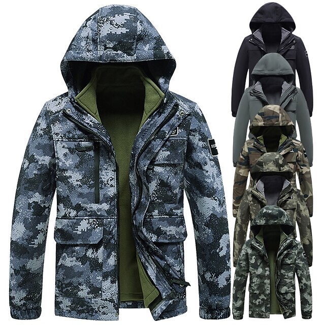 Femme-Homme Softshell De Ski étanche D'extérieur Softshell à Capuche Épaissi Doublure En Polaire