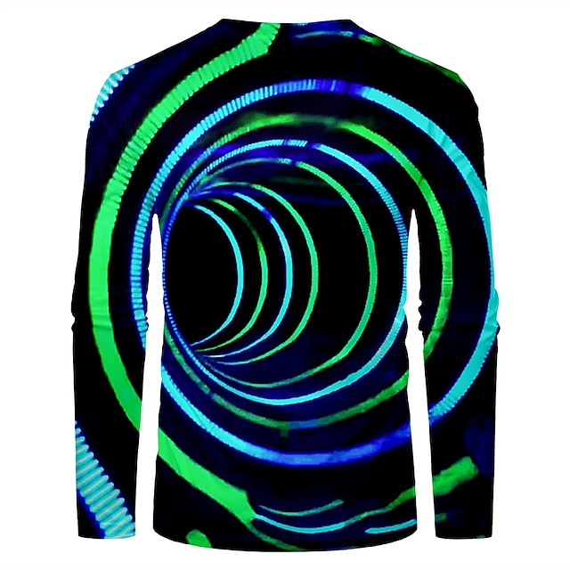 Men's T shirt Tee Optical Illusion Graphic Prints Crew Neck Blue 3D ...