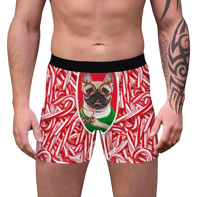  cadeau de Noël Boxer Short Sous-Vêtements Homme Noël Noël Carnaval Mascarade la veille de Noël Adultes Soirée Noël Polyester