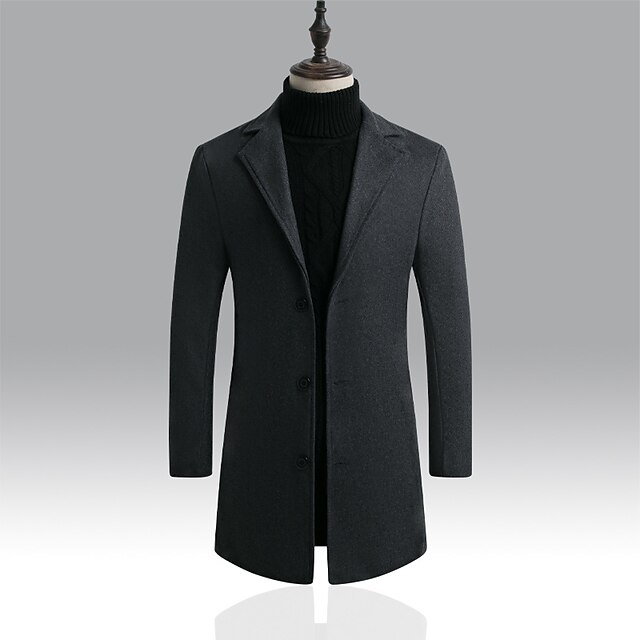 Men's Winter Coat Overcoat Business Casual Winter Polyester Thermal ...