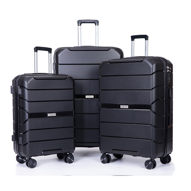  Hardshell Suitcase Spinner Wheels PP Luggage Sets Lightweight Suitcase with TSA Lock(only 28)3-Piece Set (20/24/28) Midnight Bla