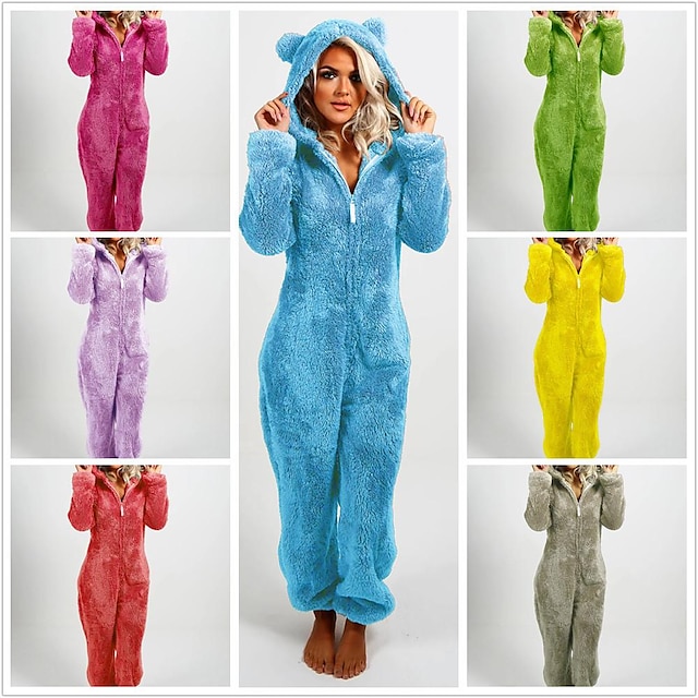 Fleece S Onesies Wearable Blanket Women Jumpsuit Warm Romper Sleepwear 