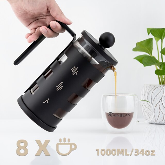 Kaffeebereiter aus Edelstahl 8 Tassen Rainbean French Press
