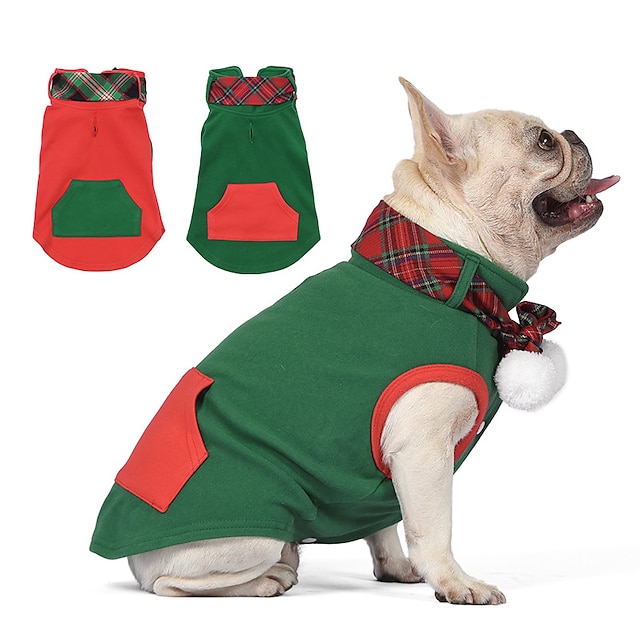  Prodotti per cani Prodotti per gatti Gilè Collage Adorabile Moda Semplici Esterno Natale Abbigliamento per cani Vestiti del cucciolo Abiti per cani Morbido Verde Rosso Costume per ragazza e ragazzo
