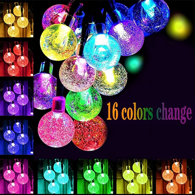  10m rgb globelys, usb-drevet 16 fargeendring med 24-tasters fjernkontroll, akrylboblekuler for kreativ juleferie & festdekor