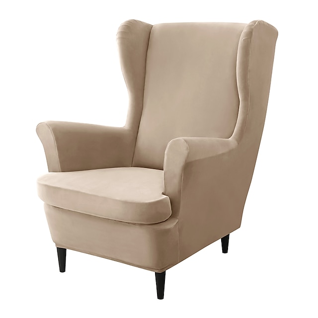  Funda elástica para sillón orejero, color burdeos, con funda para cojín de asiento, fundas de terciopelo y licra para sillón orejero para sillón Strandmon de Ikea