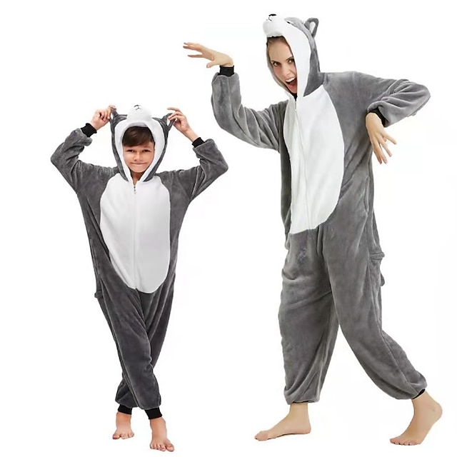  Barn Vuxna Kigurumi-pyjamas Mus Djur Onesie-pyjamas Flanell Cosplay För Herr och Dam Pojkar och flickor Halloween Pyjamas med djur Tecknad serie