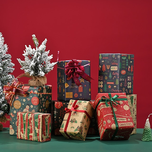  10 τμχ διασυνοριακά νέο χαρτί συσκευασίας χριστουγεννιάτικου δώρου χαρτί συσκευασίας δώρου για χριστουγεννιάτικο πάρτι εξαιρετικό χαρτί περιτυλίγματος κάρτας