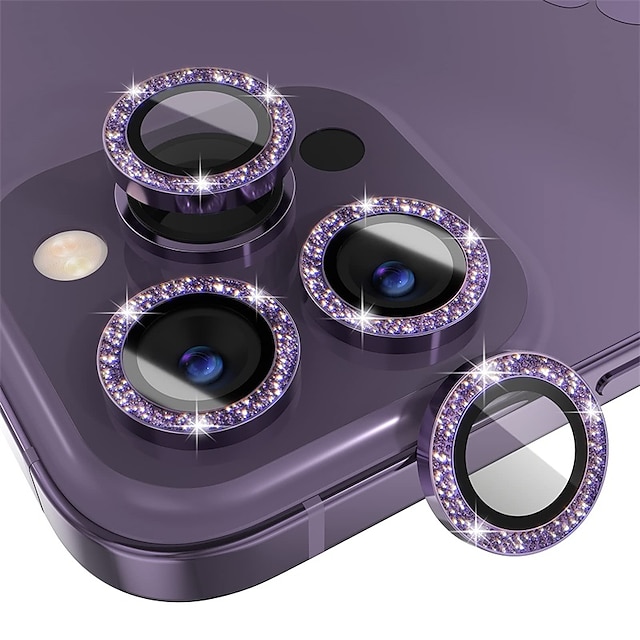 1 Set Camera Lens Protector For Apple iPhone 15 Pro Max Plus iPhone 14 Pro Max 14 Plus 13 12 11 Pro Max Mini SE Aluminum alloy 9H Hardness Anti-Fingerprint Diamond Scratch Proof