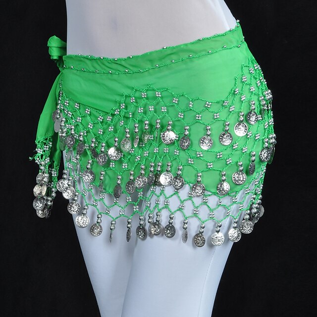 Belly Dance Hip Scarf Coin Beading Sequins Women's Training Chiffon2