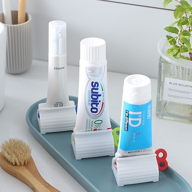 Exprimidor de pasta de dientes rodante de 3 uds., exprimidor de tubo, dispensador de pasta de dientes, soporte para crema dental, dispensador de jeringa manual para baño