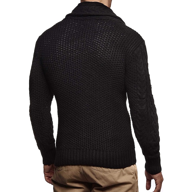 Men's Sweater Cardigan Cropped Sweater Knit Regular Knitted Turtleneck ...