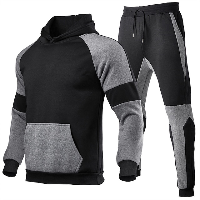 Men's Tracksuit Sweatsuit Jogging Suits Black Red Light Grey Dark Gray ...