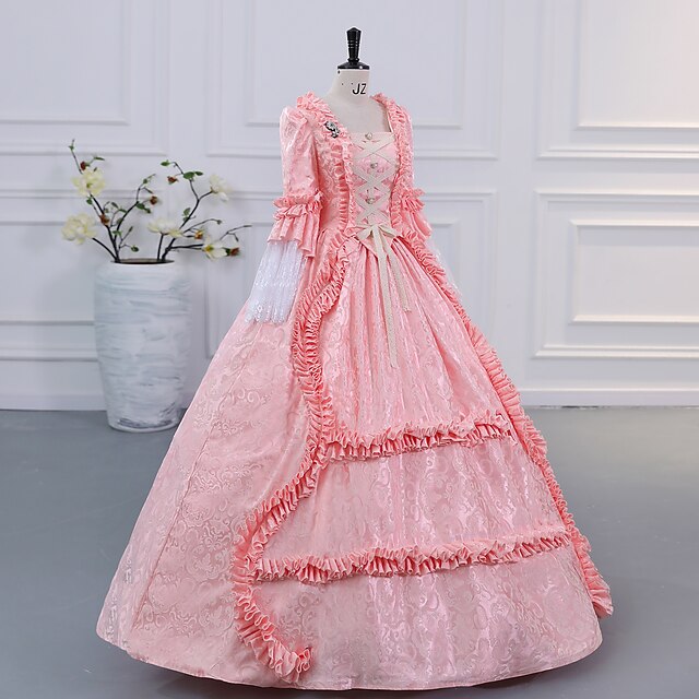 Ball Gown Square Neck 3/4 Length Sleeves Floor-Length Rococo Victorian Party Costume Masquerade Cosplay Prom Dress