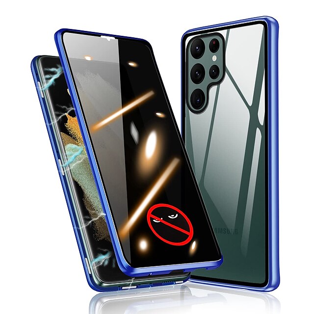  هاتف غطاء من أجل سامسونج جالاكسي S24 S23 S22 S21 S20 Ultra Plus FE Note 20 Ultra 10 Plus A71 A51 اس 25 الترا حالة الامتزاز المغناطيسي حماية كاملة للجسم مكافحة زقزقة ضد الصدمات شفاف زجاج مقسى للخصوصية