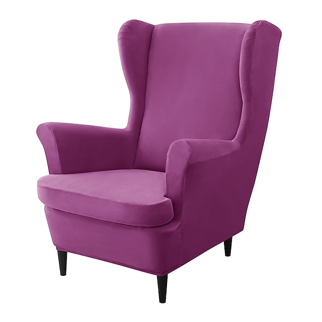 Set di 2 fodere per sedia ad ala – 2 in 1 design rimovibile morbido velluto Wingback coprisedie per poltrone elasticizzate